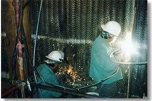 Boiler welding in progress