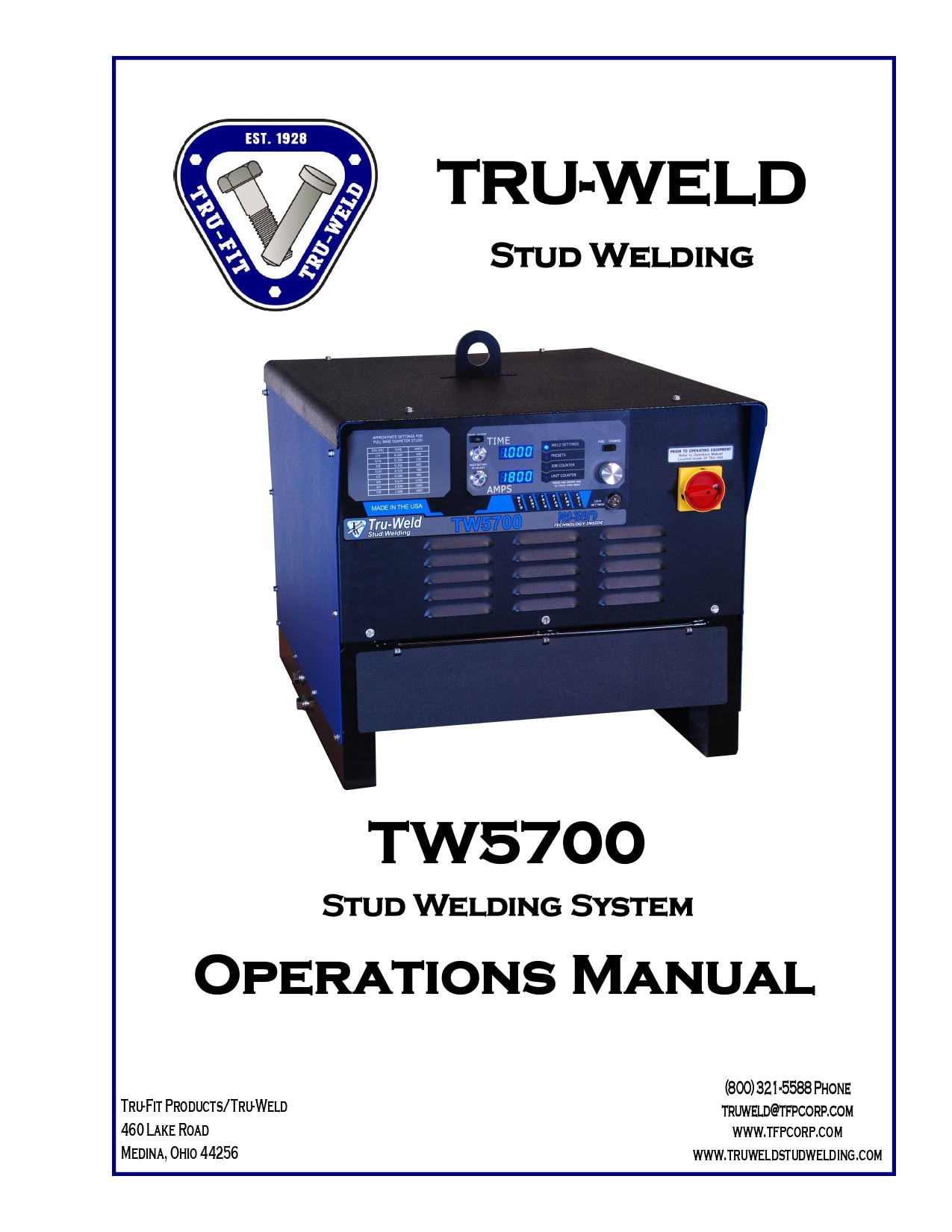 TW5700 Stud Welding System Operations Manual