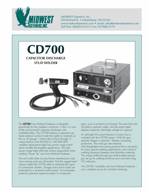 CD700 CD Welding System | CD700 CD Welding System